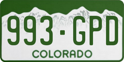 CO license plate 993GPD