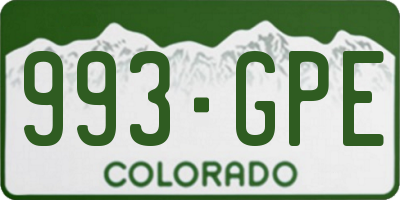 CO license plate 993GPE