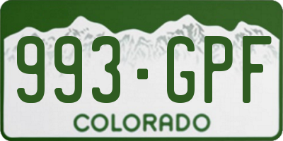 CO license plate 993GPF