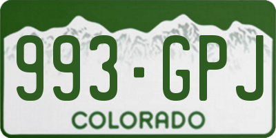 CO license plate 993GPJ