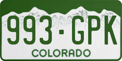 CO license plate 993GPK