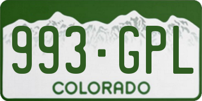 CO license plate 993GPL