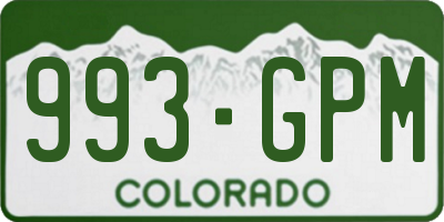 CO license plate 993GPM