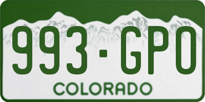 CO license plate 993GPO