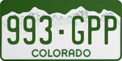 CO license plate 993GPP