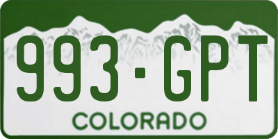 CO license plate 993GPT