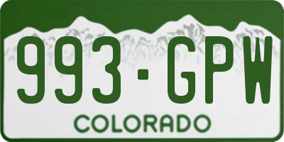 CO license plate 993GPW
