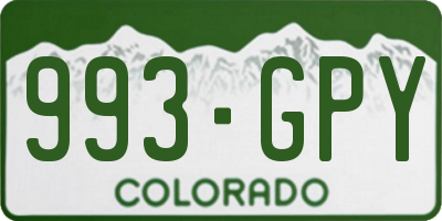 CO license plate 993GPY