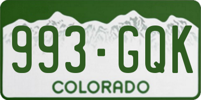 CO license plate 993GQK
