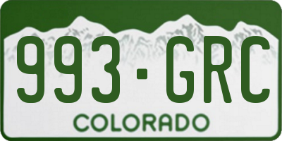 CO license plate 993GRC