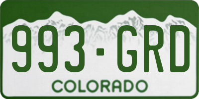CO license plate 993GRD