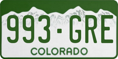 CO license plate 993GRE