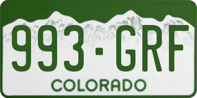 CO license plate 993GRF