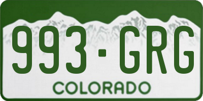 CO license plate 993GRG