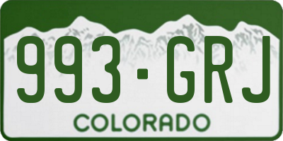 CO license plate 993GRJ
