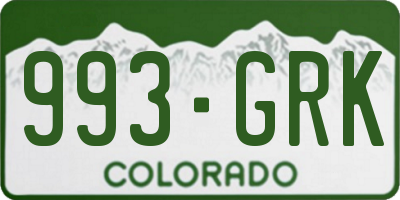 CO license plate 993GRK