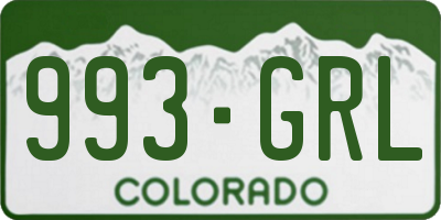 CO license plate 993GRL