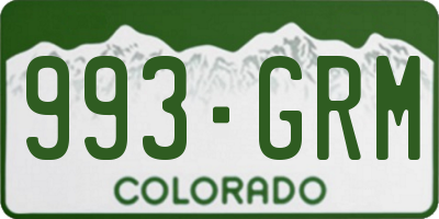 CO license plate 993GRM
