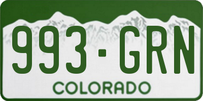 CO license plate 993GRN