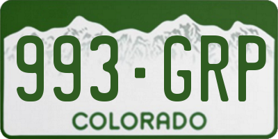 CO license plate 993GRP