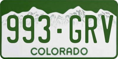 CO license plate 993GRV