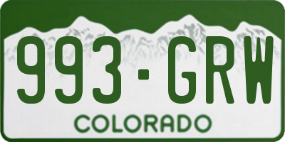 CO license plate 993GRW