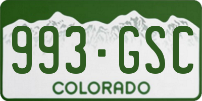 CO license plate 993GSC