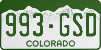 CO license plate 993GSD