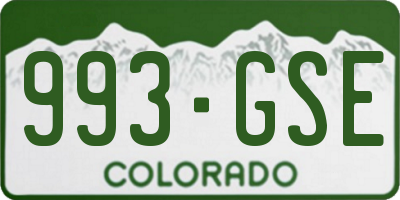 CO license plate 993GSE