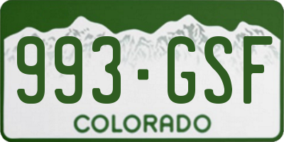 CO license plate 993GSF