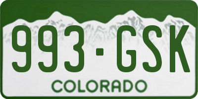 CO license plate 993GSK