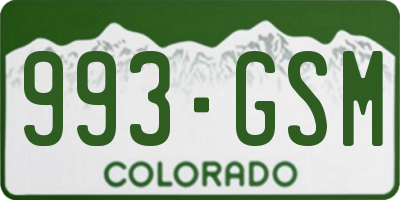 CO license plate 993GSM