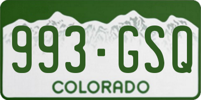 CO license plate 993GSQ