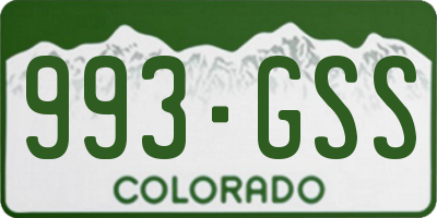CO license plate 993GSS