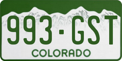 CO license plate 993GST