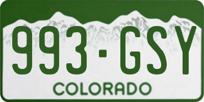 CO license plate 993GSY
