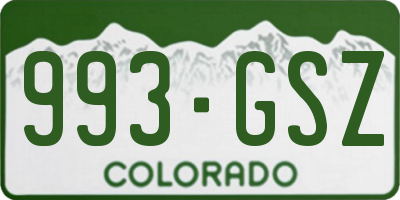 CO license plate 993GSZ