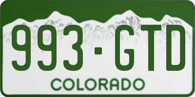 CO license plate 993GTD