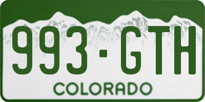 CO license plate 993GTH