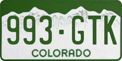 CO license plate 993GTK