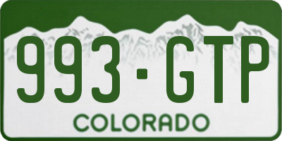 CO license plate 993GTP