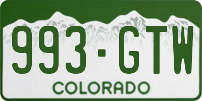 CO license plate 993GTW