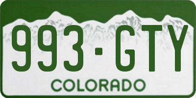 CO license plate 993GTY