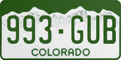 CO license plate 993GUB