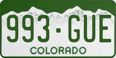 CO license plate 993GUE