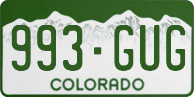 CO license plate 993GUG