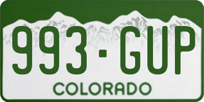 CO license plate 993GUP