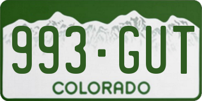 CO license plate 993GUT