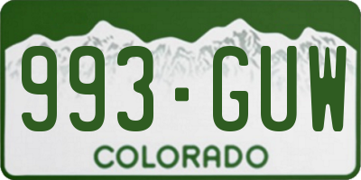 CO license plate 993GUW