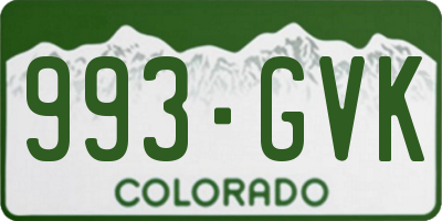 CO license plate 993GVK